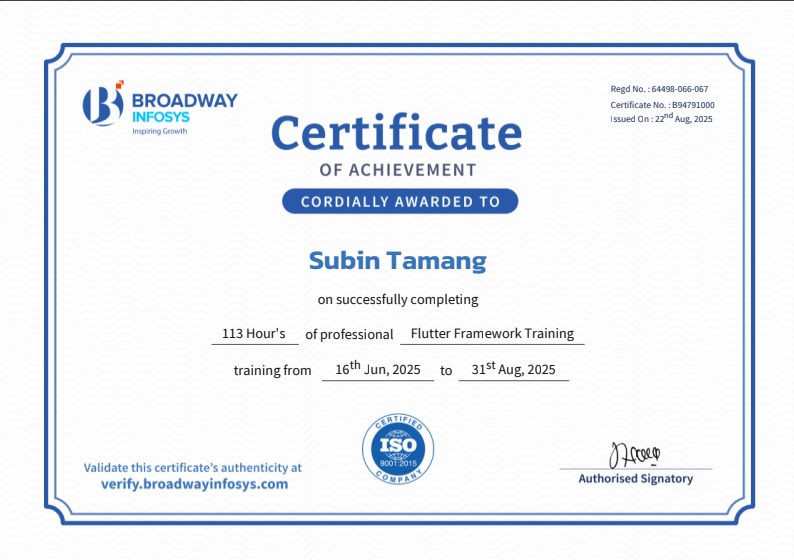 Flutter Certificate